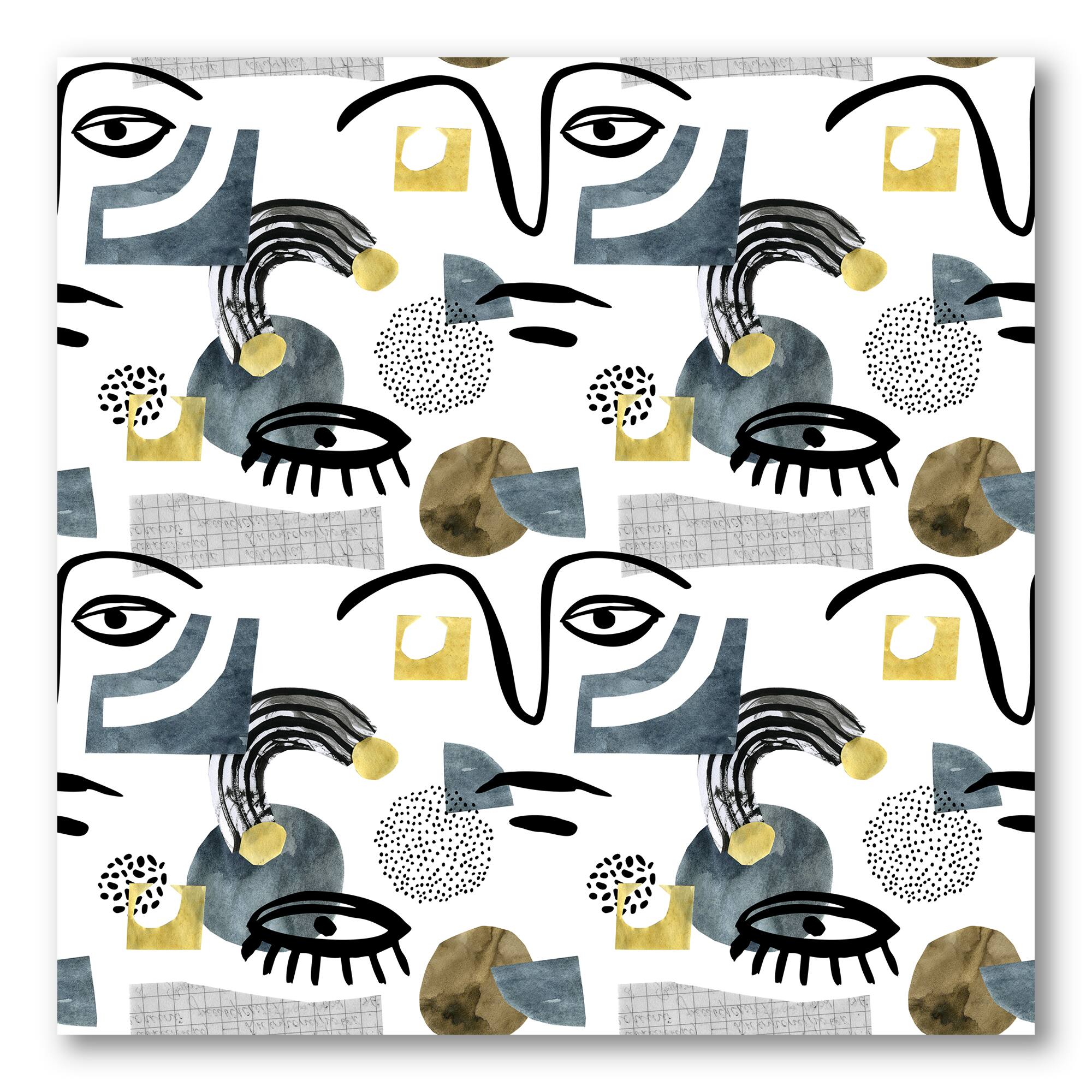Designart - Collage of Eyes & Doodles In Contemporary Style I